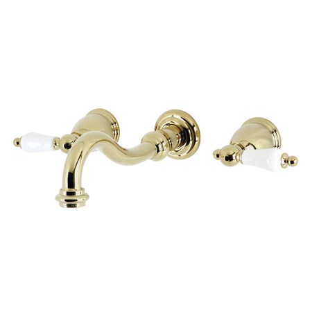 Kingston Brass KS3122PL Vintage 2-Handle Wall Mount Bathroom Faucet, Polished Brass KS3122PL